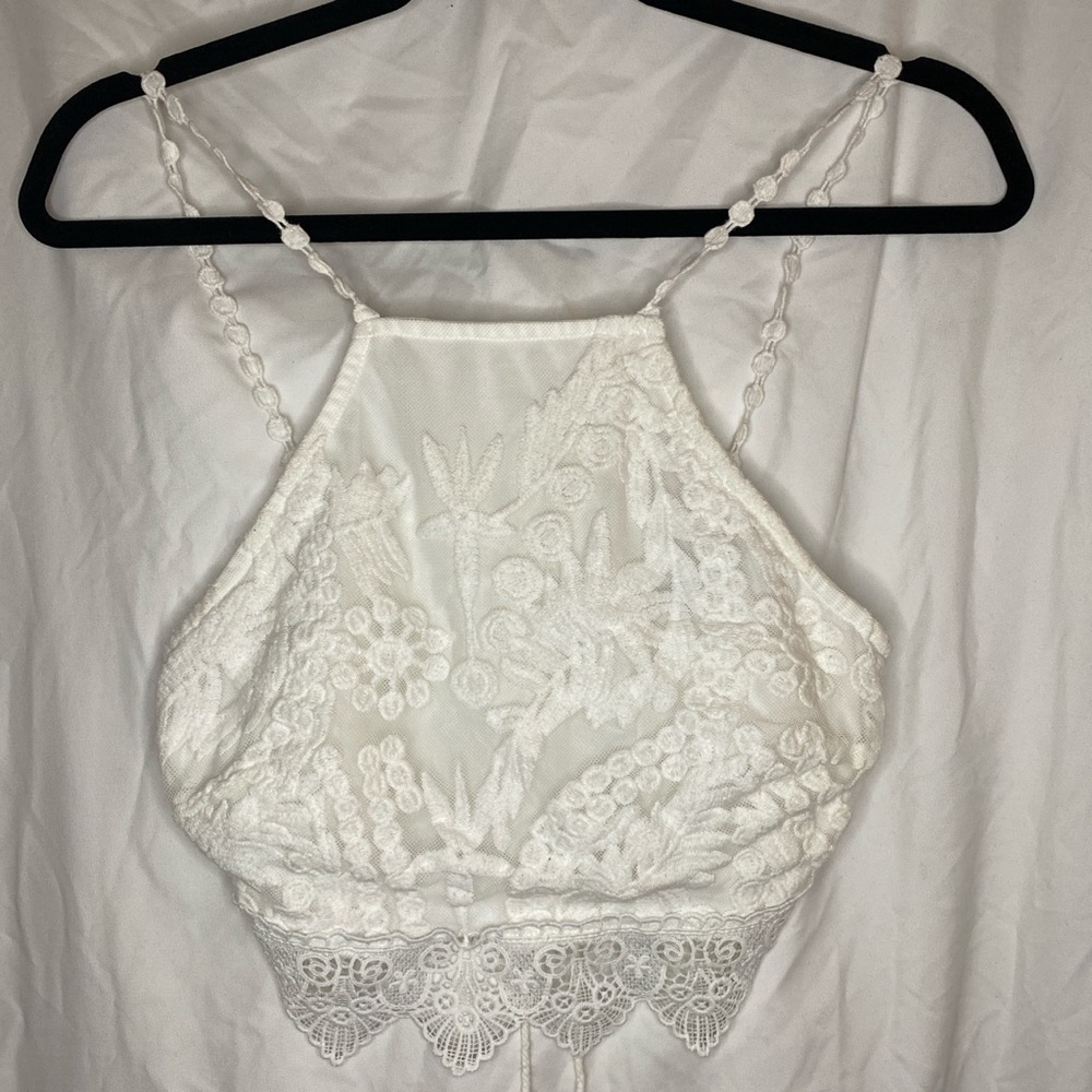 Lace tie crop top